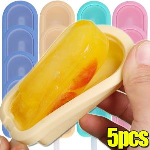 5PCS Silicone Ice Cream Mold DIY Popsicle Makers with Covers Homemade Fruit Milk Chocolate Quick Freezing Tool Kitchen Gadgets