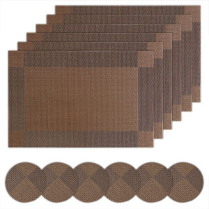 Elegant Placemats Set of 6 with Coaster Vinyl Washable Placemats for Dining Table(45 x 30cm)