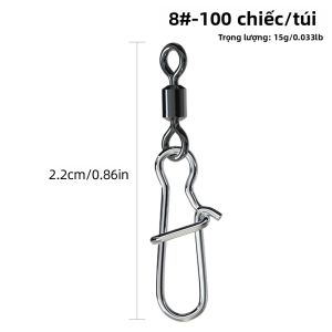 Phụ Kiện Câu Cá ShareShark 100 Chiếc Khóa Xoay Bằng Thép Carbon Móc Câu Xoay Phụ Kiện Câu Cá