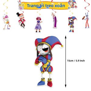 Potdemiel | Đồ Trang Trí Tiệc Sinh Nhật Cho Trẻ Em Chủ Đề Xiếc Kỹ Thuật Số Tuyệt Vời Bao Gồm Bộ Đồ Ăn Đĩa Cốc Khăn Ăn Đạo Cụ Chụp Ảnh Đồ Dùng Cho Tiệc Chào Đón Em Bé