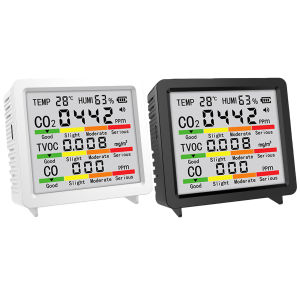 Indoor Air Quality Monitor TVOC Temperature Humidity CO CO2 Detection Air Quality Detector for Home Office