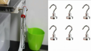 sg READY STOCK Heavy Duty Neodymium NdFeB Magnetic Hooks Punch-Free Traceless Strong Magnet Hanger for Fridge Kitchen Garage Office Metal Surface Storage Organizer
