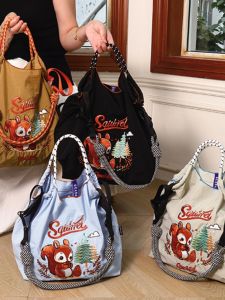 Large Capacity Womens Crossbody Bag Commuter Underarm Bag Handbag Tote Bag Casual Style Embroidered Soft Handle Nylon Material