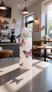 780ML 3D Printed Butterfly All-Over Design Water Bottle BPA-Free Sports Bottle with Leak-Proof Flip Lid Perfect for Gym Session