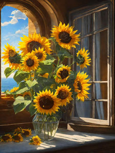 AZQSD 5d Diamond Painting Sunflower Flower Mosaic 30x40cm Full Round Drill Cross Stitch Kits Embroidery Floral Gift Handmade