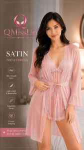 QMissLin Mesh Lace Soft Lightweight Nightdress Set with Removable Pads for Women.
