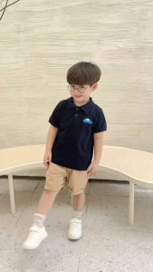 Bộ quần áo Polo cộc tay thêu gấu cho bé trai basic áo thun cộc tay polo kèm quần short BERNIE kids 22B486