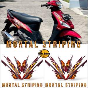 STIKER STRIPING LIS LES BODY YAMAHA MIO SPORTY 2006 API MERAH