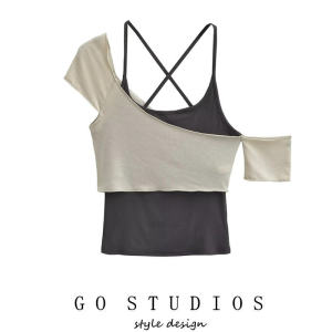 Ôm Vừa Vặn Yoga Áo Nữ Quần Áo Thể Thao Ngắn Tay Gợi Cảm Hai Mảnh Phong Cách Đường Phố Ballet Thiết Kế Áo Thun Khiêu Vũ Jazz Gợi Cảm