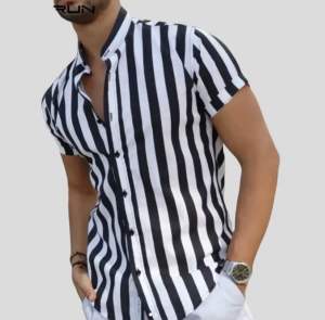 Fashion Mens Short Sleeve Blouse Collarless Beach Holiday Tee Tops Shirt(Western Style)