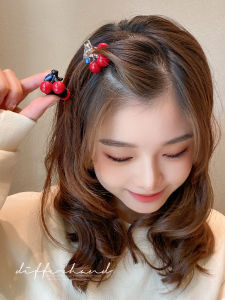 ตัวคุมผมรูปสตรอเบอร์รี่น่ารักขนาดเล็กสำหรับเด็กผู้หญิง ตัวคุมผมทรงหางม้า ตกแต่งผมสไตล์เกาหลี ของตกแต่งผมด้วยโลหะผสม