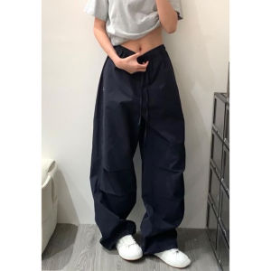 Quần Ống Rộng Ống Đứng Rộng Rãi Mùa Hè Mới Đa Năng Quần Dài Thường Ngày Khô Nhanh Màu Xanh Lam Cỡ Lớn Phong Cách Đường Phố Mỹ