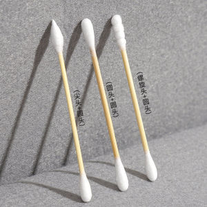 Double-Headed Bamboo Cotton Swabs Cosmetic Makeup Remover Ear Cleaning Disposable round Head Bamboo Wood Cotton Sticks