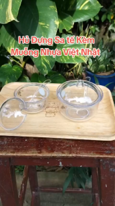 Hũ Đựng Sa Tế Kèm Muỗng Trong Suốt 2 Size Nhựa Việt Nhật Bát Gia Vị Chanh Tỏi Ớt Hủ đựng gia vị kèm thìa quán ăn