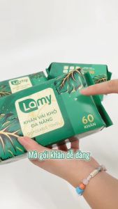 Khăn vải khô đa năng Lamy gói 60 tờ dạng rút dùng thay khăn mặt tẩy trang tiện lợi