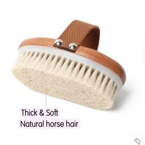 KL Stock Deluxe Horse Hair Wooden Exfoliating Body Brush Soft Bristles Body and Scalp Massage Cleaning Brush Shower