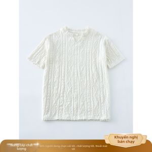OUMULONG | Áo Thun Tay Ngắn Phong Cách Retro MESH Thoáng Khí