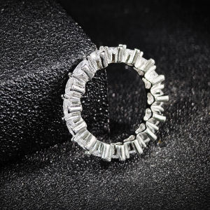 Luxury Pack Pink Silver Color Aesthetic Wedding Band Eternity Ring for Women Gift Finger Lots Jewelry R4578b