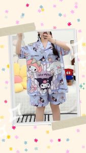 389 BuuBee ชุดนอนผ้าไหมอิตาลี โอเวอร์ไซส์อก 45 แขนสั้น-ขาสั้น ลายการ์ตูนสุดน่ารัก ผ้าบางเบา ใส่สบาย (สินค้าพร้อมส่ง)