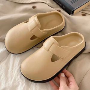 Womens Summer Fashion Flat Bottom Birkenstyle Slippers Indoor Outdoor Wear Pure Color Slip-On EVA Slippers Simple Casual