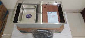 Chậu đúc rửa chén ( bát) đúc 1 hố . inox 304 dày có khay rửa phụ + thớt+ xi phông thoát chậu ( KT 78 cm x 46 cm x 24 cm) hoặc ( 75 x46 x 24 cm).