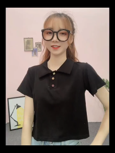 Áo phông nữ thun cotton croptop chất đẹp cổ polo bẻ cộc tay ngắn Hàn quốc cao cấp co dãn thấm hút mềm mịn thoáng khí AP2