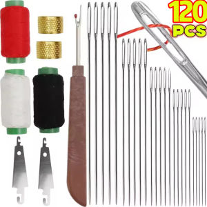 เข็มเย็บผ้าชุดเข็มเข็มตาขนาดใหญ่120ชิ้นพร้อมเข็มปักงานปักครอสติชเจาะเข็มเย็บด้วยมือเข็มร้อยด้ายแบบทำมือ