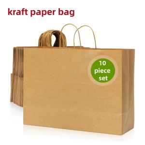 Kraft Paper Bags with Handles Bulk Shopping and Retail Bags Used as Gift Bags for Business Supplies Weddings and Parties