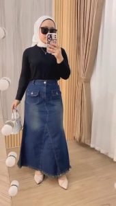 Garansi Termurah Rok Jeans Premium Fashion Muslimah