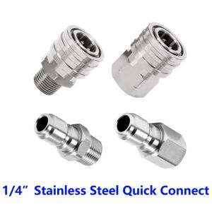 1/4 Inch Quick Connect Pressure Washer Fittings Stainless Steel Male and Female Adapter Set (Internal Thread External Thread)