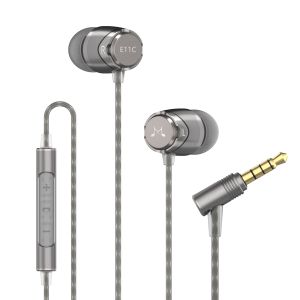 SoundMAGIC E11C Wired Earbuds With Microphone HiFi Stereo Earphones Noise Isolating in Ear Headphones Powerful Bass Tangle Free Cord Gunmetal Black