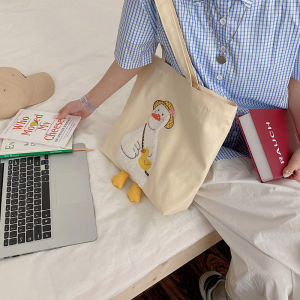 Handbag Environmental-Friendly Shopping Bag New New Soft and Adorable Small Yellow Duck Canvas Bag Womens Large Capacity Large Shoulder Bag Handbag