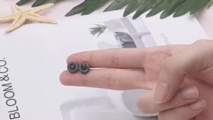 LUXUSTEEL Stainless Steel Acrylic Crystal Stud Earrings for Women Men Punk Roman Number Clear Black CZ Bling Fashion Ear Jewelry