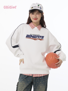 Gbiaior | White Retro American Style Loose Ladies Sweatshirt