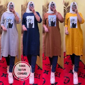 TUNIK KATUN COMBAD/ATASAN MUSLIMAH TERBARU/BUSANA MUSLIMAH TERBARU