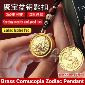 Zodiac Keychain Carrying Jubilee Pot Pendant Turning Pendant Brass Keychain