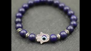 Turkey Evil Eyes Bracelet For Men Women Gothic Fatima Hand Braclet 8mm Natural Lava Lapis Lazuli Stone Beaded Braslet Pulseras