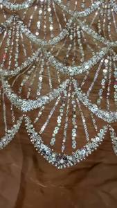 Luxury African Beaded Lace Fabric 3D Embroidery French Tulle High Quality 2026 Beads 5 Yards for Nigerian Wedding White M381-1