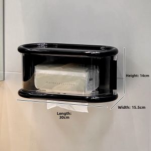 Bathroom Tissue Storage Box Wall Mounted Tissue Holder Large Capacity Sanitary Napkin Rack No Drilling Required Organizer