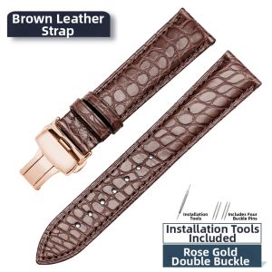 SHI SHI | American Alligator Leather Watch Strap Double Press Butterfly Buckle