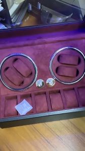 Watch Winder Automatic Box 2-1 Operation Mode 1+0 / 2+0 / 4+0 / 4+6 Double Head With Led Light Men Watch Storage Boxes