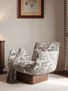 Rustic Solid Wood Single Sofa Chair Living Room Designer Leisure Recliner Chair Luxury Comfortable Home Furniture