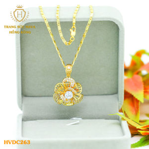 Dây Chuyền Nữ Hoa Mai Vòng Cổ Mặt Đính Đá Titan Xi Mạ Vàng Non 18k 24k Cao Cấp (Không Bị Xỉn Đen) - Trang Sức Hava Hong Kong