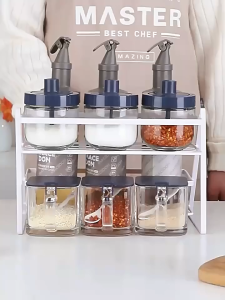 【i.Rumah】 Kitchen Stand Spice Storage Rack Seasoning Boxes and Jars Sundries Container Organizer Bathroom Accessories Shelf