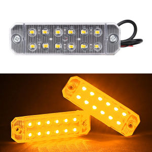 KEVANLY | 2PCS 12V 24V Truck LED Side Marker Light Double Row 12 SMD Strobe Warning Light Indicator Signal Light Rear Taillight Colorful