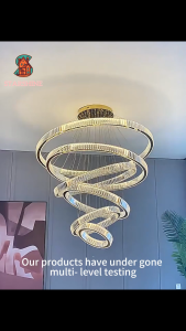 Modern home decoration crystal chandelier stair Pendant lamp living room Pendant lights interior lighting Tricolor With APP/Remote