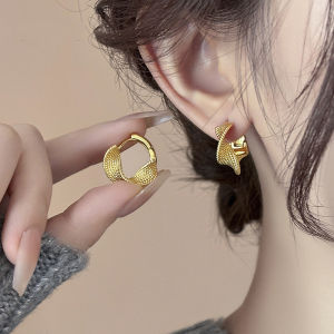 Metal Irregular Twisted Buckle Earrings for Women Girls Unique Gold Color Winding Geometric Earrings
