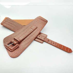 เข็มขัดรัดเอวสไตล์เกาหลีสำหรับผู้หญิง เข็มขัดตกแต่งแบบยืดหยุ่น เข็มขัดรัดเอวหนัง PU ขนาด 6 ซม. เข็มขัดแบบยืดหยุ่นสำหรับผู้หญิง