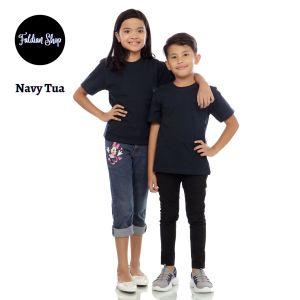 Kaos Polos Anak Oneck Lengan Pendek Bahan Katun Combed 30s Warna Navy Tua
