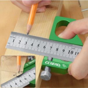Steel Ruler Positioning Block Aluminum Alloy - 45/60/90 Degree Angle Scriber Line Marking Gauge for Ruler Locator Measuring Tool
